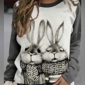 women creative sweater rabbit & bunny long sleeve shirt